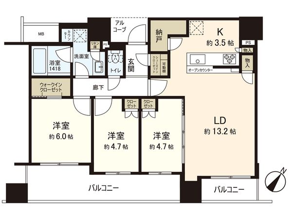 シエリアタワー中之島 間取図(平面図)
