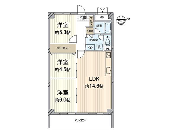 ユニライフ福島 B棟 間取図(平面図) 間取図(平面図)