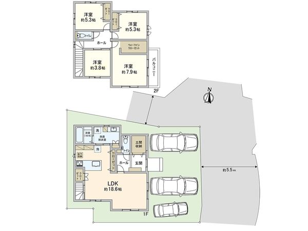 松原市高見の里3丁目 新築戸建 間取図(平面図) 間取図(平面図)