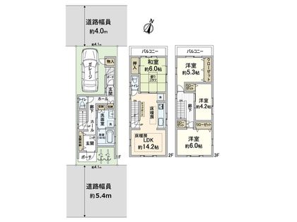 大阪市港区三先1丁目 間取図(平面図)