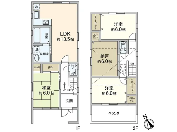 土地面積87.84平米。建物面積89.10平米。3SLDKの間取。小屋裏収納がございます。広々とした1818サイズの浴室もあり。