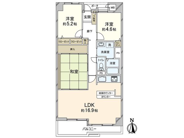 グリーンビュー鶴見 1号棟 間取図(平面図)