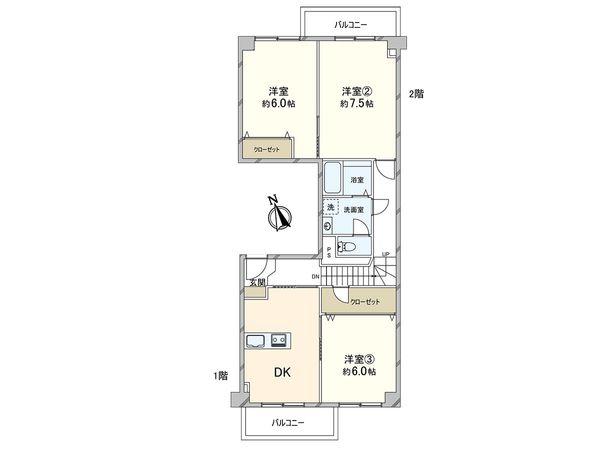 天保山第5コーポ 1号棟 間取図(平面図) 天保山第5コーポ 1号棟 間取図(平面図)