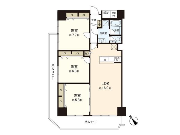 ユニハイム市岡 間取図(平面図) ユニハイム市岡 間取図(平面図)