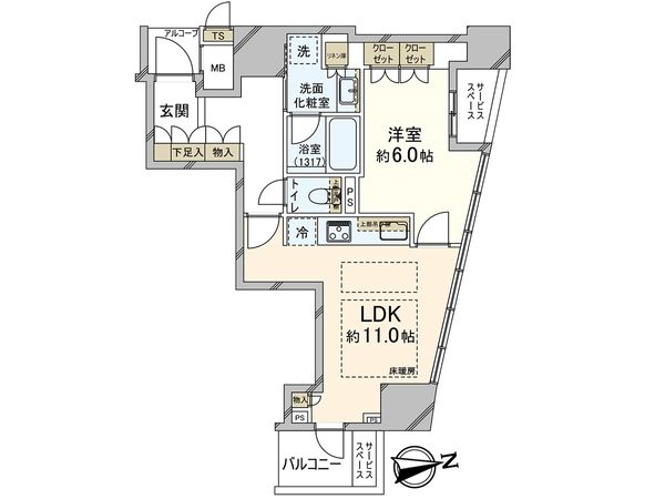 プラウドタワー北浜 間取図(平面図) プラウドタワー北浜 間取図(平面図)