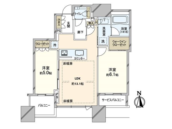シティタワー大阪本町 26階部分南向き２LDKの物件です。