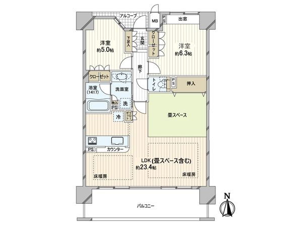 イトーピア北梅田レジスアベニュー 専有面積７３．１５平米の２LDKです。最上階南向きのお部屋となっております。