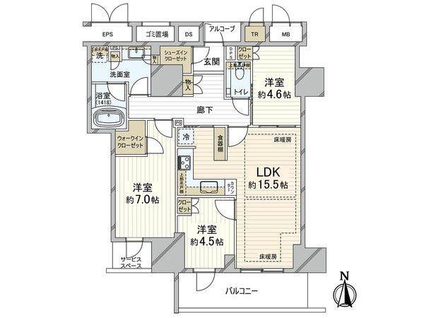 ジオタワー新町 間取図(平面図)