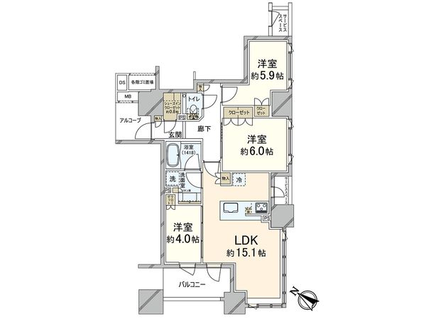 ウエリスタワー京町堀 間取図(平面図)