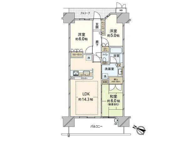専有面積／６７.４８平米・３ＬＤＫの間取りです。