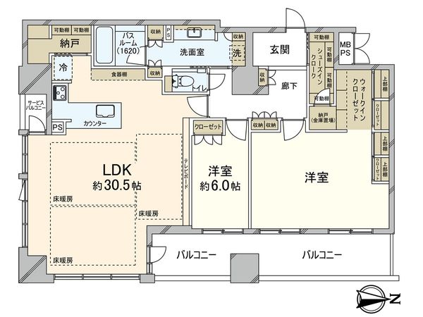 ワコーレ大阪新町タワーレジデンス(平面駐車場権利付) 間取図(平面図)