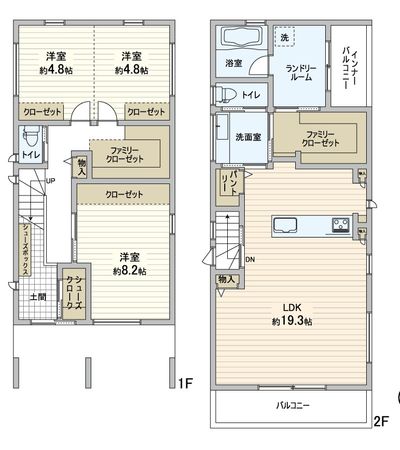 尼崎市上ノ島町1丁目 2号地 建物プラン例 (間取り図)