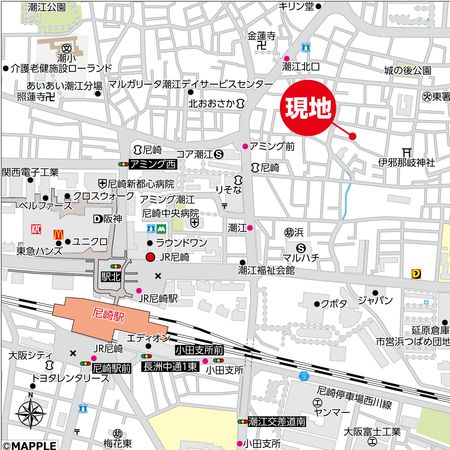 尼崎市次屋1丁目 古家付土地 地図 尼崎市次屋1丁目 古家付土地 地図