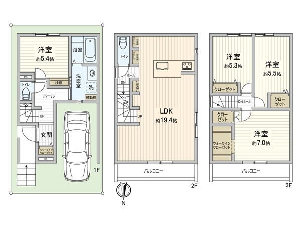 尼崎市菜切山町 新築戸建 間取図(平面図) 尼崎市菜切山町 新築戸建 間取図(平面図)