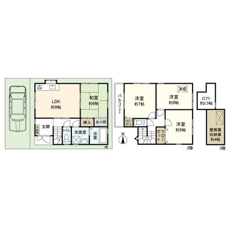 西難波町4丁目中古戸建 間取図(平面図) 西難波町4丁目中古戸建 間取図(平面図)