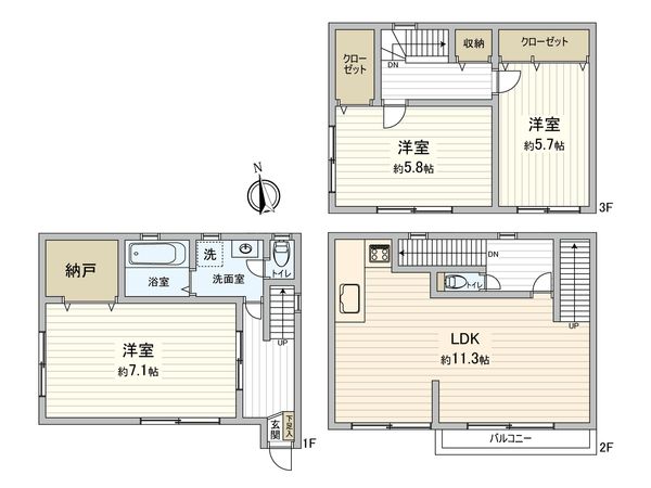 尼崎市長洲中通2丁目 中古戸建 間取図(平面図) 尼崎市長洲中通2丁目 中古戸建 間取図(平面図)