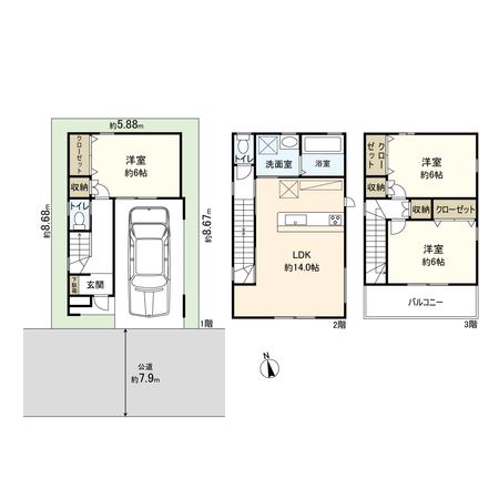 次屋1丁目 新築戸建 間取図(平面図) 間取図(平面図)