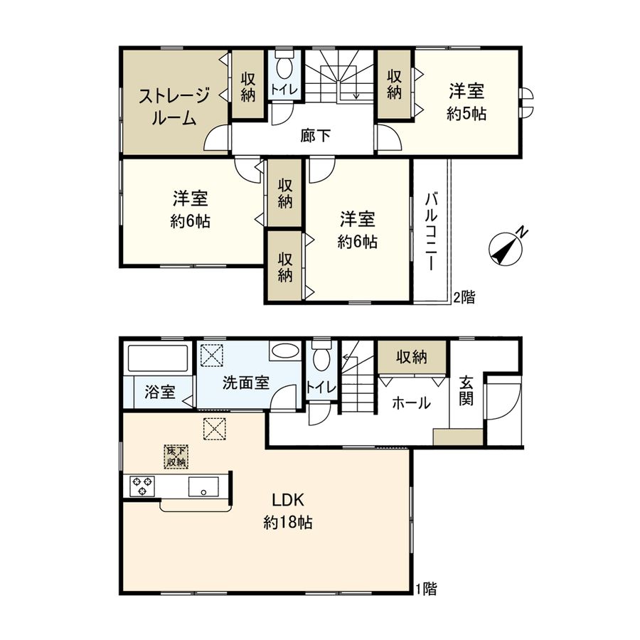 今福2丁目新築戸建1号棟 間取図(平面図) 間取図(平面図)