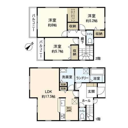 今福2丁目新築戸建2号棟 間取図(平面図) 今福2丁目新築戸建2号棟 間取図(平面図)