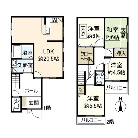 久々知西町2丁目 戸建 間取図(平面図) 久々知西町2丁目 戸建 間取図(平面図)