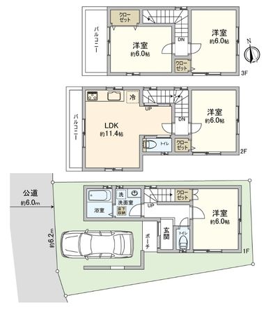 尼崎市杭瀬南新町2丁目 戸建 間取図(平面図) 尼崎市杭瀬南新町2丁目 戸建 間取図(平面図)