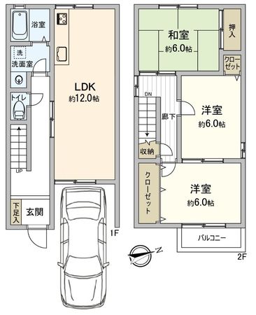尼崎市長洲中通2丁目 戸建 間取図(平面図) 尼崎市長洲中通2丁目 戸建 間取図(平面図)