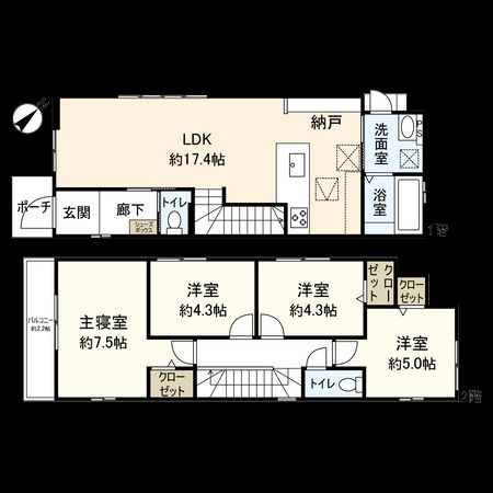 下坂部二丁目 新築 間取図(平面図) 下坂部二丁目 新築 間取図(平面図)