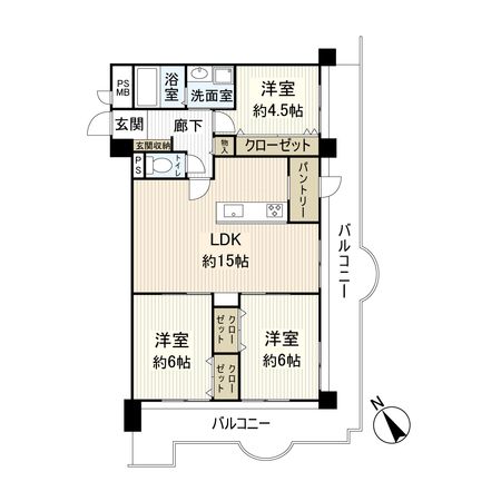 グランドムール杭瀬 間取図(平面図) グランドムール杭瀬 間取図(平面図)