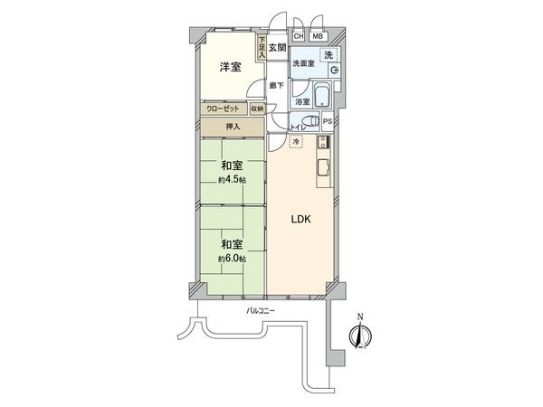 立花グリーンハイツ 弐号棟 間取図(平面図)