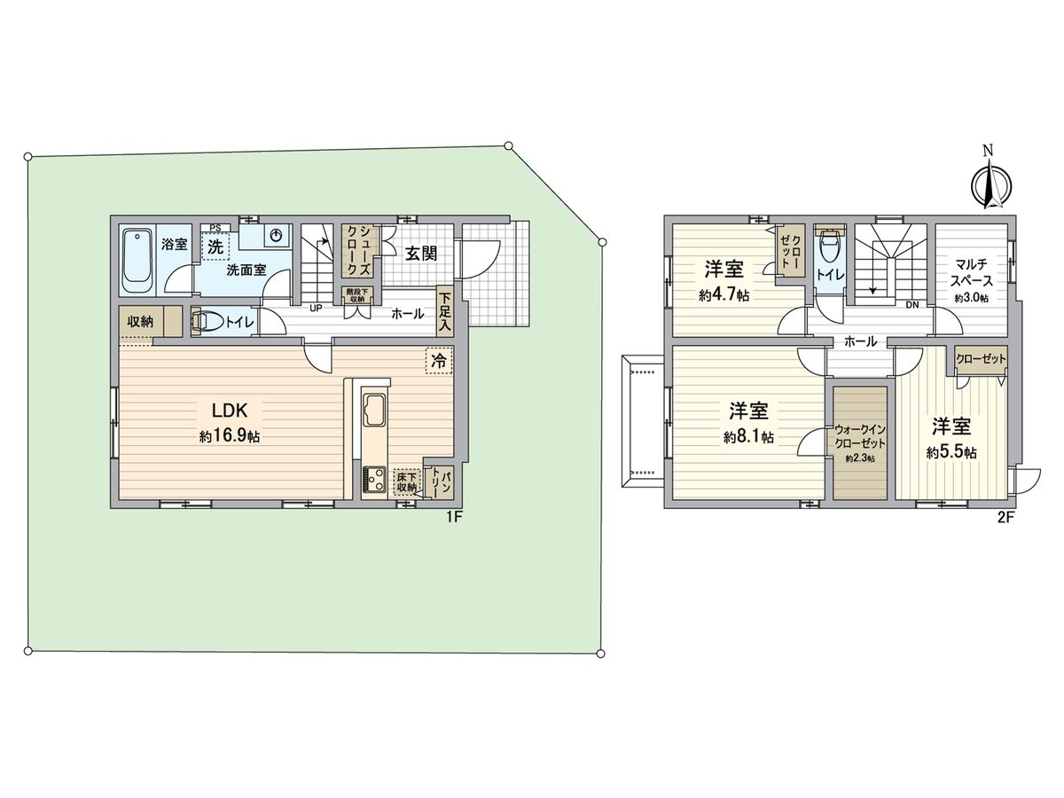 堺市東区草尾 古家付土地 建物プラン例 (間取り図) 建物プラン例 (間取り図)