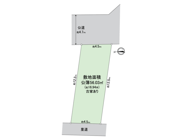 堺市東区日置荘北町3丁 古家有り土地 地形図