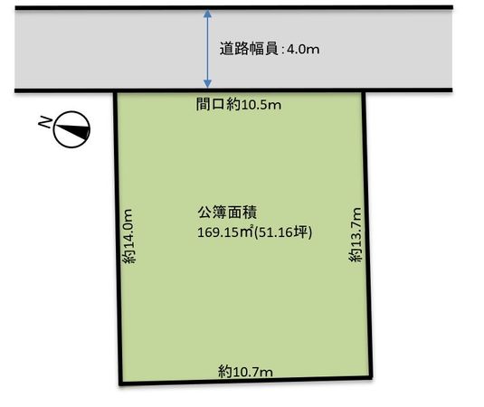 東区中茶屋 古家付土地 区画図