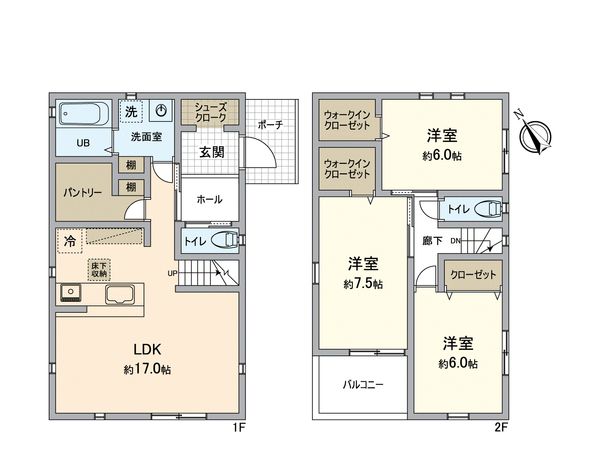 富田林市寺池台3丁目 新築一戸建 間取図(平面図) 富田林市寺池台3丁目 新築一戸建 間取図(平面図)
