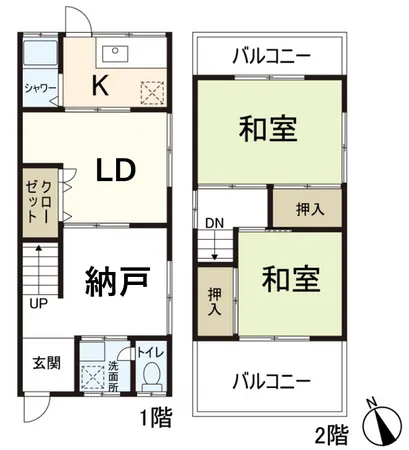2SLDKの間取りになります。