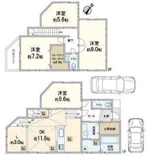 河内長野市松ケ丘中町 間取図(平面図)