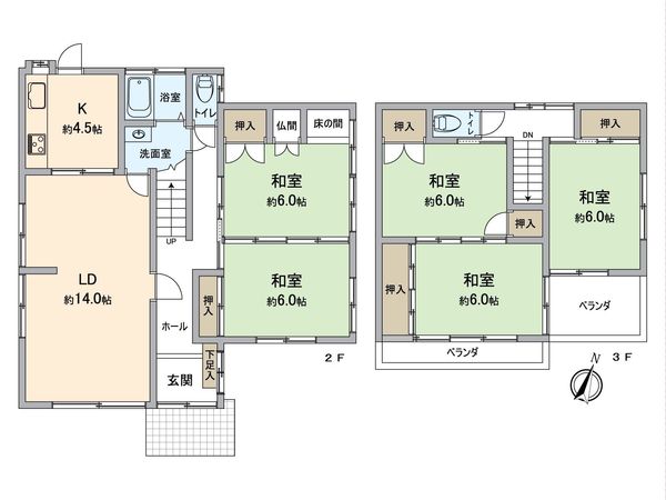 堺市西区上野芝向ヶ丘町3丁 間取図(平面図) 堺市西区上野芝向ヶ丘町3丁 間取図(平面図)