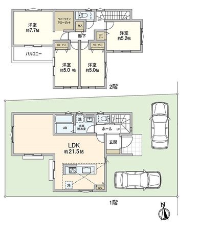 堺市西区家原寺町1丁新築 C号地 間取図(平面図) 堺市西区家原寺町1丁新築 C号地 間取図(平面図)