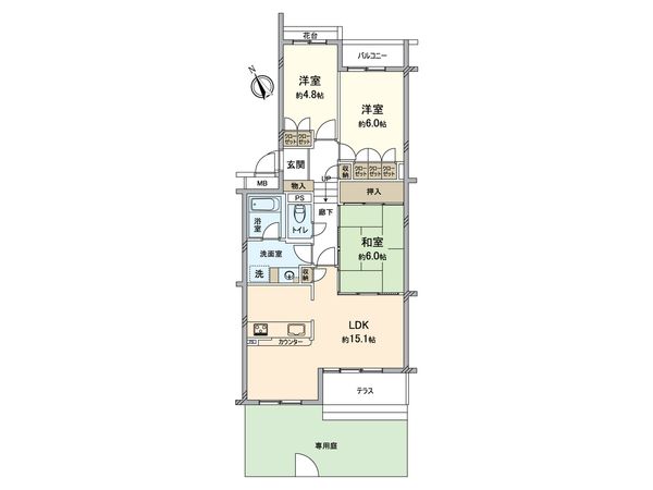 ガーデンヒルズ三日市 間取図(平面図) ガーデンヒルズ三日市 間取図(平面図)