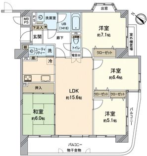 ライオンズマンション熊取第2 間取図(平面図)