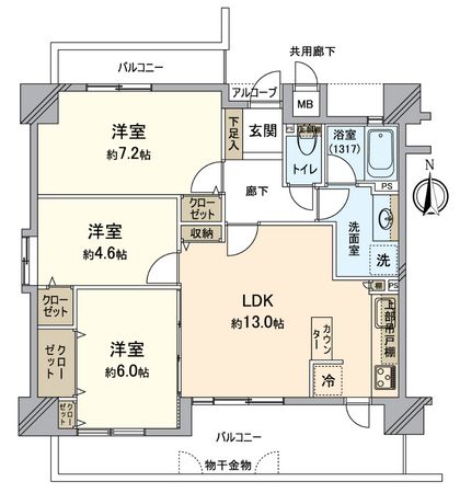 シャルマンフジマイセレクトなかもず駅前ハートクロス 間取図(平面図)