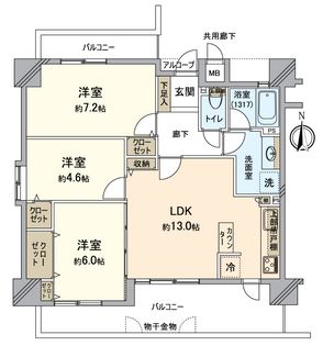 シャルマンフジマイセレクトなかもず駅前ハートクロス 間取図(平面図)