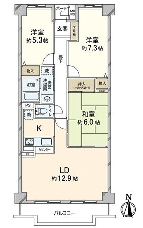 クローバーハイツ上野芝 間取図(平面図)