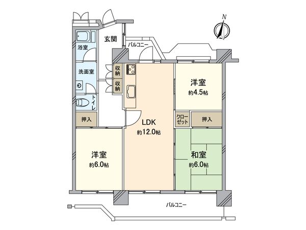 陵南住宅 3号棟 間取図(平面図)