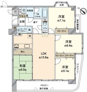 ライオンズマンション熊取第2 間取図(平面図)