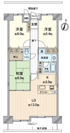 ファミールハイツ上野芝 2番館 間取図(平面図) ファミールハイツ上野芝 2番館 間取図(平面図)