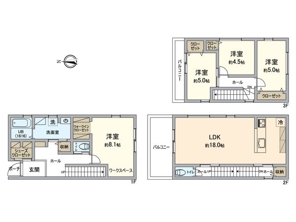 大阪市住吉区墨江1丁目 建物プラン例 (間取り図)