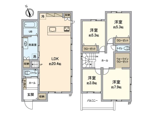 堺市西区上野芝町7丁 1号棟 間取図(平面図) 堺市西区上野芝町7丁 1号棟 間取図(平面図)