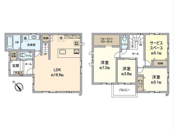 堺市堺区旭ヶ丘北町3丁 新築 間取図(平面図) 堺市堺区旭ヶ丘北町3丁 新築 間取図(平面図)