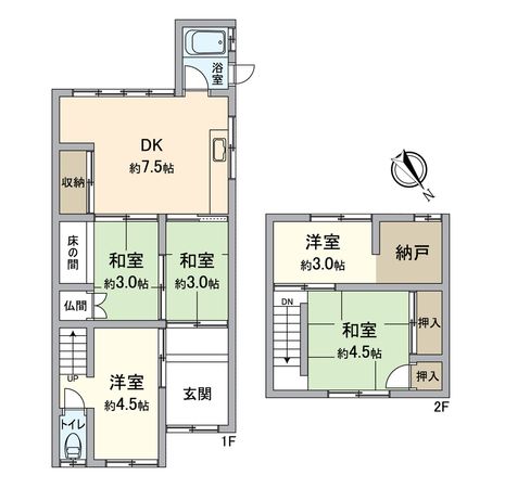堺市堺区西湊町1丁 連棟式住宅 間取図(平面図) 堺市堺区西湊町1丁 連棟式住宅 間取図(平面図)