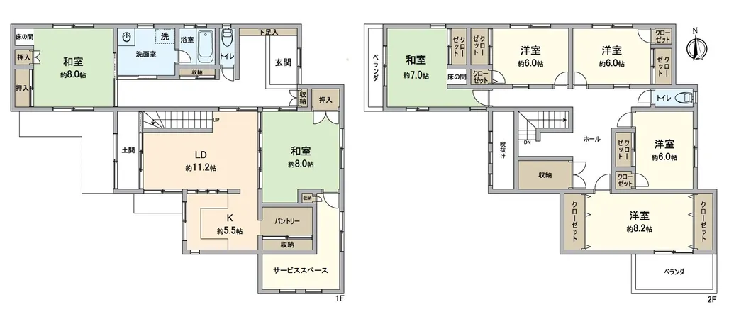 間取図　7SLDKの間取　駐車スペース2台分ございます